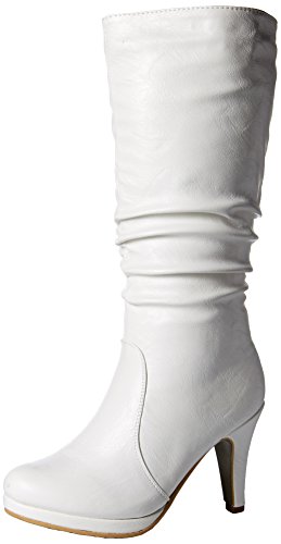 Top Moda Womens Page-43 Mid Calf Round Toe Slouched High Heel Boots