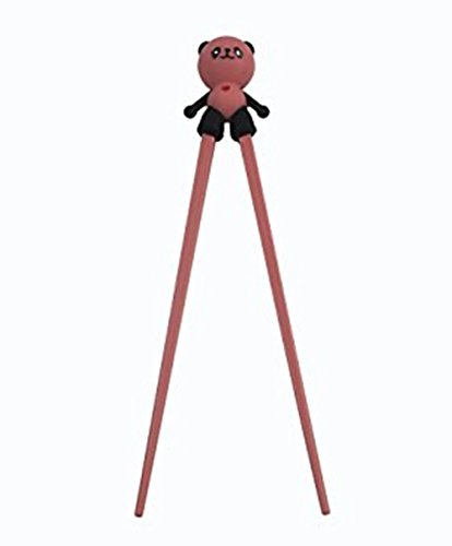 Makhry Cute Plastic Chopsticks with Silicone Guide/Functional Reusable Training Chopsticks Training Connector Both For Kids and Adults (WatermelonPink Panda)