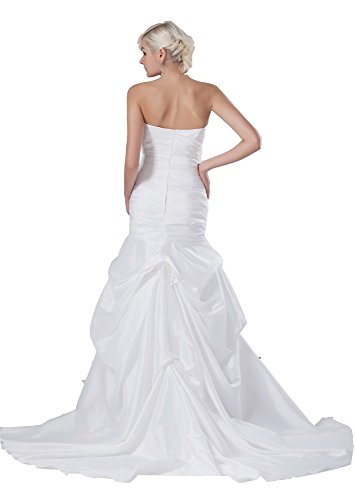 

VogueZone009 Womens Strapless Sleeveless Pongee Silk Taffeta Wedding Dress