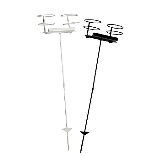 Sunnydaze Set of 2 Dual Heavy Duty Outdoor Drink Holders with Side Tray