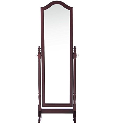 

Full Length Cheval Floor Mirror - This Oval Floor Mirror in Cherry Is Contemporary Style Decor for Your Home or Office - The Large Oversized Beveled Mirror Is Standing - It Is Leaning and Adjustable Along a Horizontal Axis. Satisfaction Guaranteed!