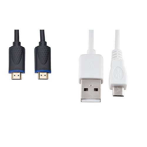 

CommonByte 10FT High Speed HDMI Cable with Ethernet M/M+10FT White Micro USB 2-in-1 Cable For Xbox One