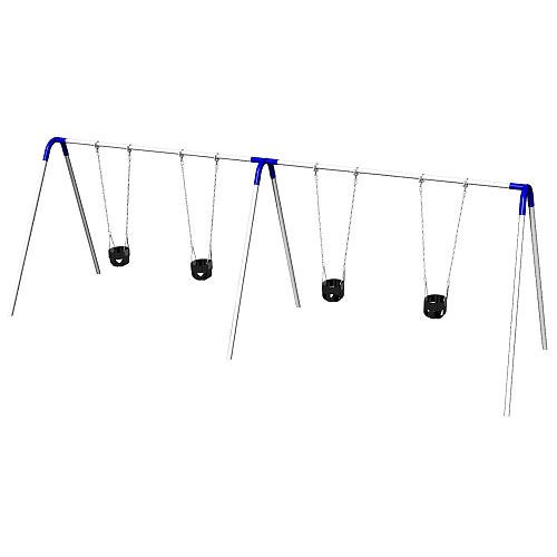 

UPlay Today Commercial Double Bipod Swing with 4 Tot Seat Packages Blue