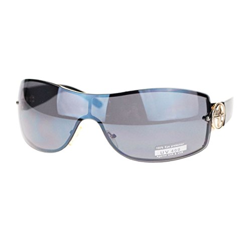 Womens Rimless Shield Oversized Sunglasses Designer Fashion