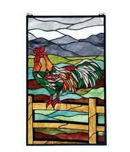 

Meyda Home Indoor Decorative Lighting Accessories 19"W X 31"H Tiffany Rooster Stained Glass Window