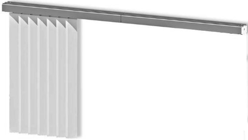 

New Age Simplicity Collection One Way Opening Curved Vertical Blinds with Square Corner Valance, Inside Mount, 117-1/2 by 34-3/4-Inch, White