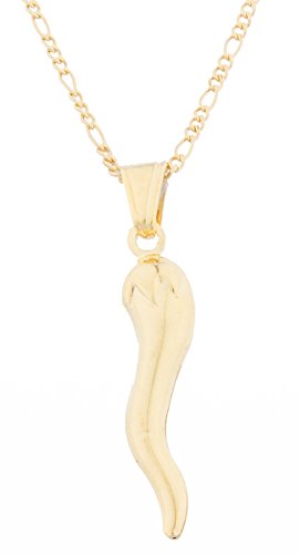 Two Year Warranty Gold Overlay Italian Horn Pendant with an 18 Inch Necklace