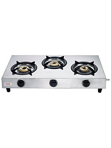 Pigeon by Stovekraft Stainless Steel 123 LPG Stove, 3 Burner (Silver)