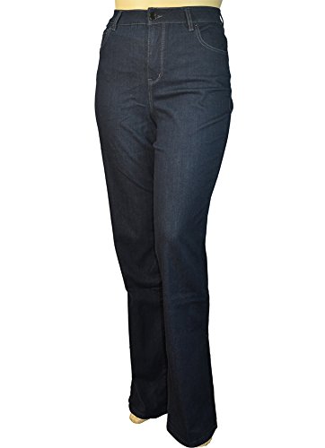 Alfa Global Women's Plus Size Tall Tummy Control Bootcut Delux Stretch Denim Pants