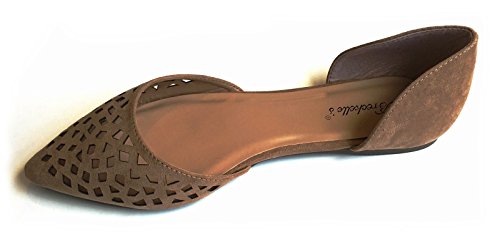 Breckelles Women's Faux Suede Pointed Toe D'orsay Flats