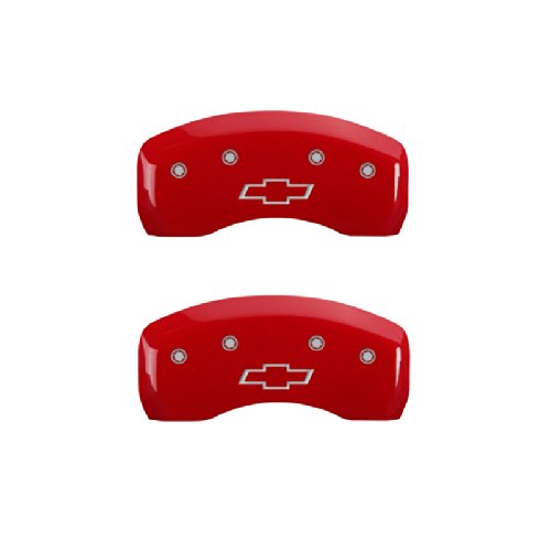 

MGP Caliper Covers 14006SBOWRD 'Bowtie' Engraved Caliper Cover with Red Powder Coat Finish and Silver Characters, (Set of 4)