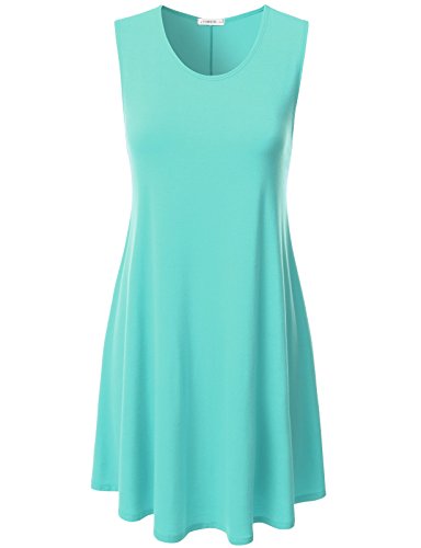 NINEXIS Womens Classy Drapey Flared Loose Fit Sleeveless Tank Dress