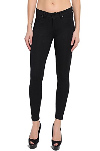 TheMogan Women's Solid Stretch Knit Skinny Pants Basic Zip Fly Soft Leggings