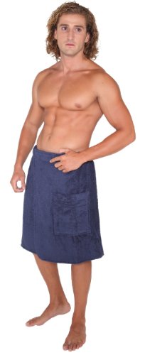 Arus Men's Adjustable Velcro Closure on Waist Turkish Cotton Shower & Bath Wrap
