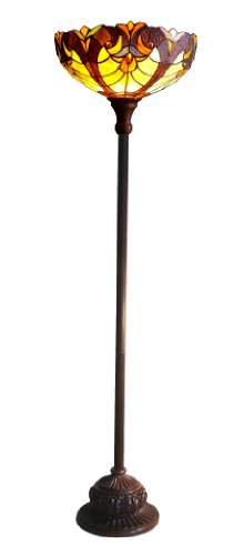Chloe Lighting CH15780I-TF1 Tiffany-Style 1-Light Torchiere Floor Lamp with 15-Inch Shade