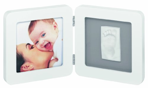 Baby Art 34120050 - Marco doble para foto con material para huella de pie o mano, madera, color blanco y...