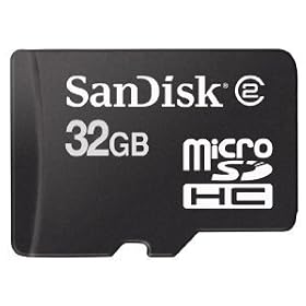 SanDisk 32GB MicroSD SDHC Class 2 with MicroSDHC Adapter (Bulk Packaging)