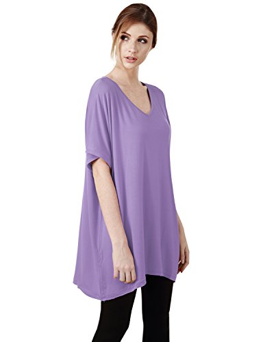 Elbon Boutique Womens Comfy Short Sleeve Loose Tunic Top