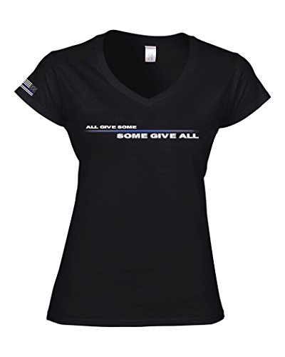Police Blotter Womens LEO Blue Line Respect V-Neck for Law Enforcement Support