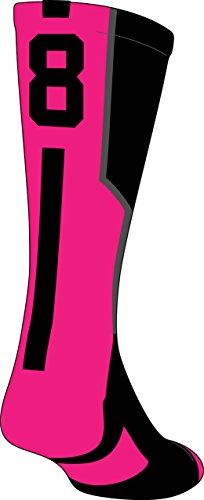 TCK Player Id Black/Neon Pink Custom Number Crew Sock