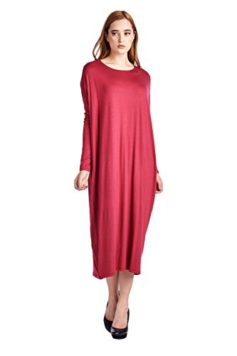82 Days Women'S Rayon Span Long Sleeves Butterfly Fit Jersey Dress - Solid