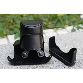 COSMOS Black Leather Case Cover Bag For Nikon J1 + Cosmos cable tie