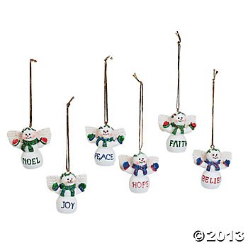12 Mini SNOWMAN ANGEL GLITTER 1.5