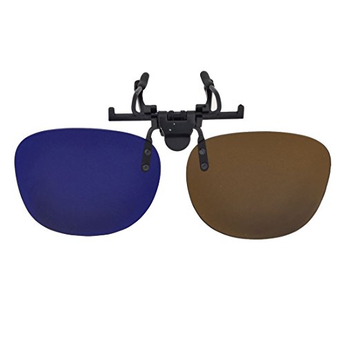 

3D Blue Brown Stereoscopic Lens Flip out Clip on Eye Glasses