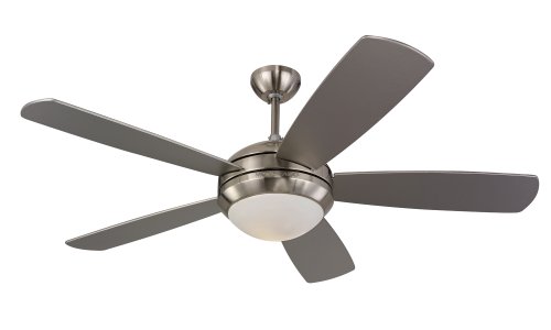 Monte Carlo 5DI52BSD-L Discus 52-Inch Contemporary Ceiling Fan with Light Kit and Five Silver Blades, Brushed Steel