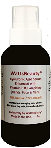 Popular Watts Beauty Moisturizing Hyaluronic Acid Serum with Vitamin C and L-Arginine - Advanced Skin Care Gel for Wrinkles, Fine Lines, Large Pores, Sagging Skin, Dry Skin, Aging Skin, Uneven Skin Tones & Much, Much More