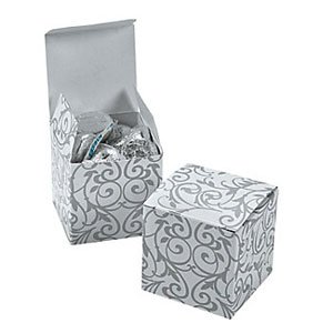 

2 Dozen Silver Swirl Mini Gift Boxes