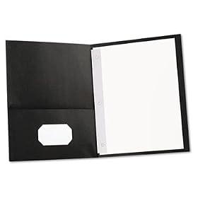 Two-Pocket Portfolios w/Tang Fasteners, 11 x 8-1/2, Black, 25/Box