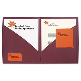 IMPACT Designer Two-Pocket Folder, 11 x 8-1/2, Burgundy, 5/Pack