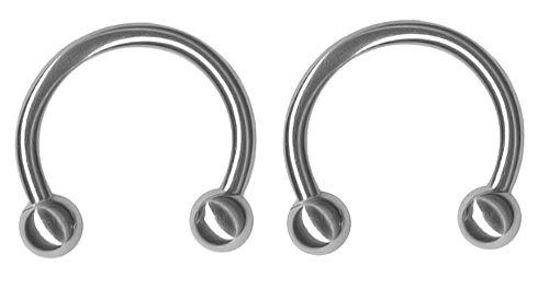 Pair of 14 gauge Circular Barbells-316L Stainless Steel Horseshoe Cartilage Earring-Septum-Nipple Ring
