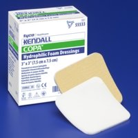 

Kendall Copa Plus Hydrophilic Foam Dressing 3"X3" Nonadhesive - Box of 10 - Model 55533p