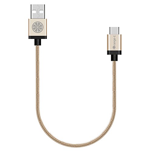 USB C to USB, iOrange-E Type C 1ft Braided Cable with Aluminum Connector for 2015 Macbook 12'', LG G5, OnePlus 2, Nexus 6P, 5X, Lumia 950, Nokia N1 Tablet, Nextbit Robin and Other USB C Devices, Gold