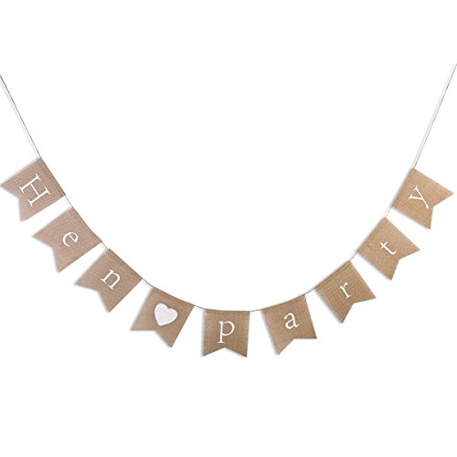 OULII Hen Party Bunting Banner Rustic Wedding Party Decoration Bunting Flag Banner