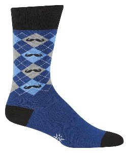 Sock It To Me Argyle Mustache Men's Sock (Blue) One Size Fits Most