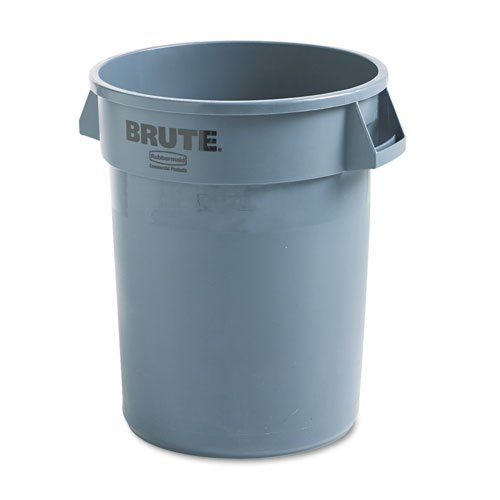 

Rubbermaid Commercial Brute Refuse Container, Round, Plastic, 32 gal, Gray - Includes one each.