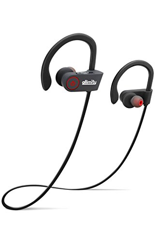 allimity Wireless Headphones Bluetooth V4.1 In-Ear Noise Cancelling Sweatproof Sports Wireless Earbuds with Mic for iPhone iPad Samsung Galaxy Note Sony HTC and Most IOS Android Window Phones (Black)