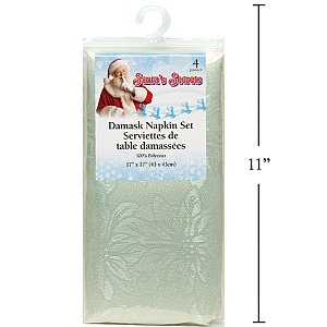 

Set of 4 Polyester Cloth Napkins, 17"x17" Set of 4 - Damask, Ivory