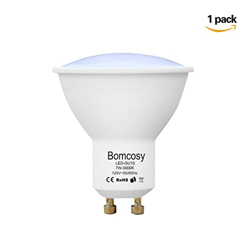 Bomcosy 1 Pack 7W GU10 LED Light Bulbs,Warm White 3000K LED spotlight,Not Dimmable,60W Halogen Bulbs Equivalent,Bright 600 Lumens,Lighting for Home,Recessed,Landscape,Track,Art Galleries,Office
