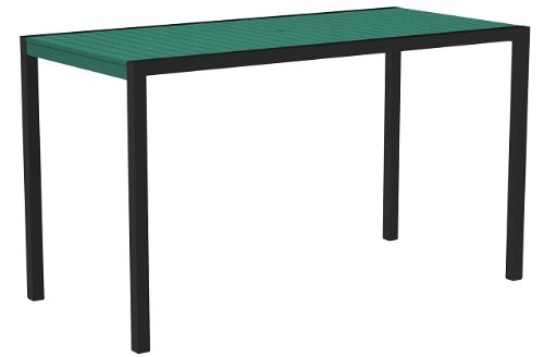 

73" Outdoor Recycled Earth-Friendly Bar Table - Aruba Green with Black Frame
