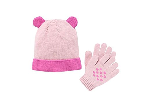 Algopix Similar Product 14 - Girls Pink Heart 3d Ears Knit Hat 