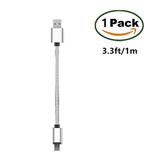 KingCool 3.3ft/1m Nylon Braided USB Type C Cable Charger for OnePlus 3, LG G5, HTC 10, New MacBook and Other Type C Devices(Silver)
