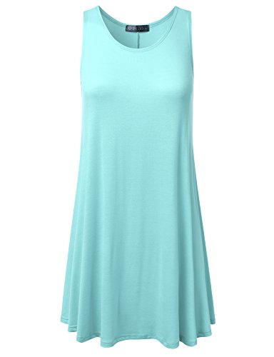 DRESSIS Women's A-Line Flowy Long Tunic Tank Top S-3XL (15 Colors)