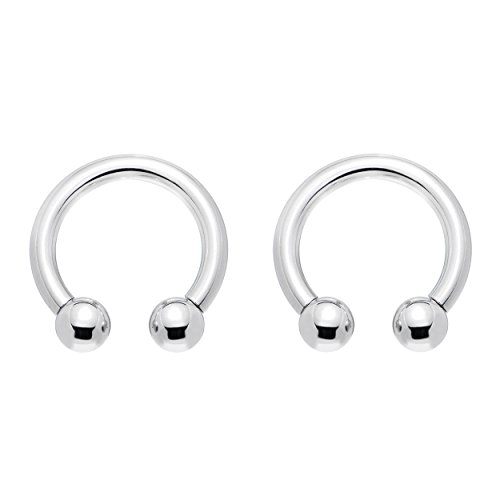 Pair of Steel Int. Threaded Circular Barbell Horseshoe Earrings-M