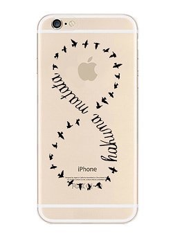 iPhone 6 Case, DECO FAIRY® Protective Case Bumper[Scratch-Resistant] [Perfect Fit] Ultra Slim Translucent Silicone Clear Case Gel Cover for Apple iPhone 6 (Hakuna Matata Infinity Birds)