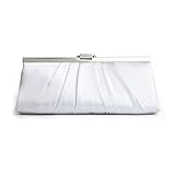 Sleek Framed Satin Evening Bag - Silver Satin with Silver Frame