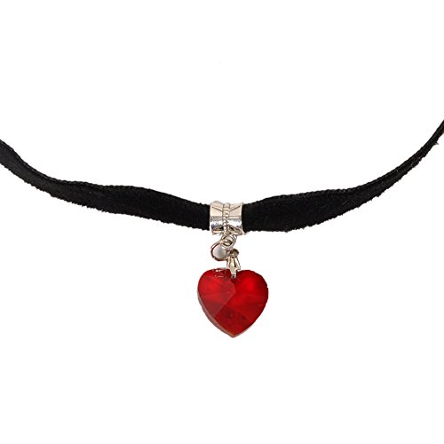 Pusheng Gothic Velvet Heart Crystal Charm Choker Handmade Collars Pendant Necklace